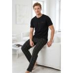 Remsa Erkek Penye Kısa Kol Pijama Takımı 2343 SIYAH01 - Siyah - Beyaz - XL