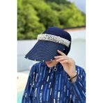 Remsa Mayo İncili Vizör Hasır Şapka Güneş Koruyucu Siperlik RŞ-95 Lacivert