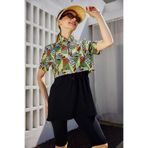 Remsa Mayo Kadın Önü Kapaklı Kısa Kollu Yarı Kapalı Tesettür Mayosu, Siyah, 2XL R5304