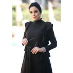 Remsa Mayo Kadın Tesettür Mayosu, Uzun Kollu, Yanı Fırfırlı, Likralı, Siyah, S Beden R033 Seda