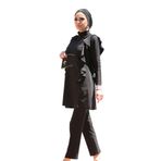 Remsa Mayo R033 Seda | Likralı Tam Kapalı Kadın Mayosu | Fırfırlı Dokuma Kumaş Tesettür Mayo (L), L