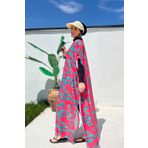 Remsa Mayo Remsa Tesettür Mayo Üzerine Desenli Tek Kaftan Pareo 430-311 Narçiçeği