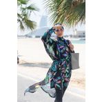 Remsa Mayo Remsa Tesettür Mayo Üzerine Tek Kaftan Kimono Pareo RP004C Yeşil Tavus Kuşu