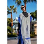 Remsa Mayo Tesettür Mayosu Üzerine Tasarım Tek Kaftan Pareo, Mavi, Standart Beden, Kadın RDP003 Yelkenli