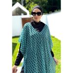 Remsa Tesettür Mayo Üzerine Desenli Tek Kaftan Pareo, Mint, Standart Beden, Kadın 430-306