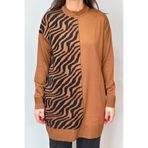 REMSA Zebra Tüy Detay Triko Tunik 35022 Kahverengi