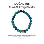 REMSATİC Hakiki Doğal Taş Bileklik - Mavi Akik Taşı