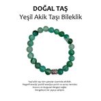 REMSATİC Hakiki Doğal Taş Bileklik - Yeşil Akik Taşı