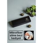 remss Exclusive Siyah Sert Kapaklı Zarif Gözlük Kutusu ve Mikrofiber Silme Bezi