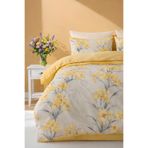 remtex Sarı Çiçek Desenli Çift Kişilik Nevresim Takımı – Modern Floral Seri