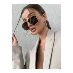 REN accesories Wanete Premium Büyük Boy Kahverengi Cam Unisex Güneş Gözlüğü Reneyewear