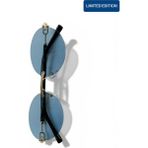 Ren Eyewear DERLA Metal Oval Kadın Güneş Gözlüğü Mavi Cam Detaylı UV400 Korumalı
