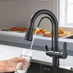 Rena Design Arıtmalı Spiralli Mutfak Evye Bataryası Siyah Fonksiyonel 3 Modlu Çek Bırak Başlık Antrasit