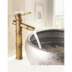 Rena Design Bambu Model Rustik Antik Lavabo Bataryasi Banyo Çanak Musluğu Eskitme Lavabo Armatür Otantik Bakir Altın