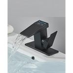 Rena Design Dijital Sicaklik Göstergeli Siyah Kare Lavabo Bataryasi Musluğu Çiftgirişli Armatür Sayaç Ekranli Siyah