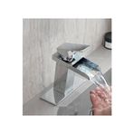 RENA DESIGN LAVABO BATARYASI KROM ŞELALE KARE GÖVDE EĞİMLİ HAVZA BANYO ARMATÜR ÇİFT GİRİŞ LÜKS ERGONAMİK