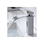 RENA DESIGN LAVABO BATARYASI KROM ŞELALE KARE GÖVDE EĞİMLİ HAVZA BANYO ARMATÜR ÇİFT GİRİŞ MUSLUK LÜKS ERGONAMİK