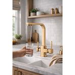 Rena Design Mat Gold Aritmali Mutfak Eviye Bataryasi 3 Yollu Kare Mutfak Musluk Prinç Garantili Altin Armatür Altın