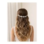renaitre art Saç Sarmaşığı, İncili Sarmaşıklı Uzun Gelin Tokası, Gelin Tacı, Zarif Tasarım Toka 40cm Sarmaşık