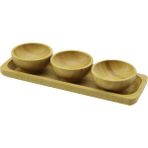 Renas Store 3pcs - Sunum Tepsili Mini - Çap: 6cm Ahşap Bambu Lokumluk - Çerezlik Kase (5047)