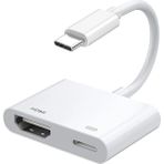 Renas Store Ally Iphone 15 Type-C To Type-C + HDMI Çevirici Kablo Dijital Av ADAPTÖRÜ-(5775) - Beyaz