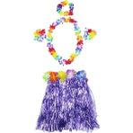 Renas Store Luau Aloha Hawaii Kolye Etek Taç ve Bileklik Seti Mor