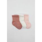 Renas Store Mey Ithalat® Cherry Girl 3'lü Penye Soket Çorap 10138 Pudra