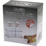 Renas Store Tuzluk 2pcs Krom Kapak Akrilik Tuzluk Biberlik Baharatlik Metal Standli Kare Bombeli