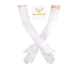 Renas Store Üreticiniz Beyaz Renk Dirseğe Kadar Uzun Kumaş Eldiven 40 cm