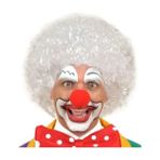 Renas Store Üreticiniz Beyaz Renk Kıvırcık Afro Bonus Peruk Saç ve Kırmızı Sünger Burun Seti