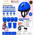 Renas Store Üreticiniz Bisiklet Kaykay Paten Çocuk Kaskı ve Dizlik Set Mavi/mavi