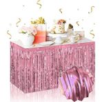 Renas Store Üreticiniz Kendinden Yapışkanlı Rose Gold Metalize Püsküllü Masa Eteği – 75 x 275 cm Parti Süslemes