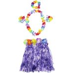 Renas Store Üreticiniz Luau Aloha Hawaii Kolye Etek Taç ve Bileklik Seti Mor