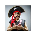 Renas Store Üreticiniz Yetişkin Boy Kadife Kaptan Jack Sparrow Korsan Şapkası ve Plastik Korsan Göz Maskesi