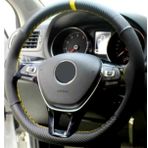 Renault 19 Europa Uyumlu Alkantara Karbon Sari Yuzuklu Deri Dikmeli Direksiyon Kilifi