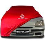 Renault Clio 1 (1990 - 1998) Hb Kırmızı Kumaş Araba Branda Logolu Penye Oto Branda - Araç modeline özel tasarım