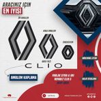 Renault Clio 19-24 Yeni Tasarım Amblem Kaplama Sticker Siyah&gri