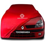 Renault Clio 2 (1998 - 2005) Hb Kırmızı Kumaş Araba Branda Logolu Penye Oto Branda - Araç modeline özel tasarım