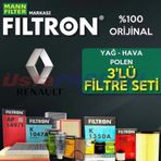 Renault Clio 3 1.5 Dcı Mann Filtron Filtre Bakım Seti 2005-2012 (495301339)