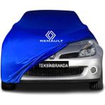 Renault Clio 3 (2005 - 2013) Hb Mavi Kumaş Araba Branda Logolu Penye Oto Branda - Araç modeline özel tasarım
