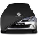 Renault Clio 3 (2005 - 2013) Hb Siyah Kumaş Araba Branda Logolu Kumaş Araba Brandası Penye Oto Branda - Araç modeline özel tasarım