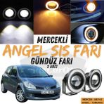 Renault Clio 3 2005-2013 Uyumlu Üniversal Mercekli Angel Sis Farı Metal Su Geçirmez 76 Mm Turuncu Halkalı Gündüz Farı Angel Eyes 2 Adet