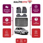 Renault Clio 3 2012 Model Bagaj Havuzu+4d Araca Özel Havuzlu Paspas Takımıı Prqx - Siyah