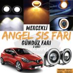 Renault Clio 4 2012-2020 Uyumlu Üniversal Mercekli Angel Sis Farı Metal Su Geçirmez 76 Mm Turuncu Halkalı Gündüz Farı Angel Eyes 2 Adet