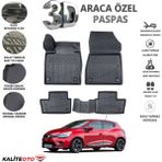Renault Clio 4 2017 Model Tam Uyumlu Kokusuz 3D Havuzlu Paspas - Siyah