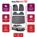 Renault Clio 4 2019 Model Bagaj Havuzu+4d Araca Özel Havuzlu Paspas Takımıı Prqx - Siyah