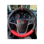 Renault Clio 4 Uyumlu Dikmeli Direksiyon Kilifi Iki Renkli Yuzuklu Kirmizi