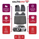 Renault Clio 5 2022 Model Bagaj Havuzu+4d Araca Özel Havuzlu Paspas Takımıı Prqx - Siyah