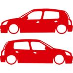 Renault Clio Gölge Sticker - Clio Sticker - Renault Sticker - Sağ Sol Set - Oto Sticker - Araba Sticker - Araç Sticker - 30cm X 10cm - Kırmızı