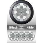 Renault Clio Symbol Megane 16" Inç Uyumlu 4 Adet 1 Takım Gri Kırılmaz Esnek Jant Kapağı 038 - 16 inç